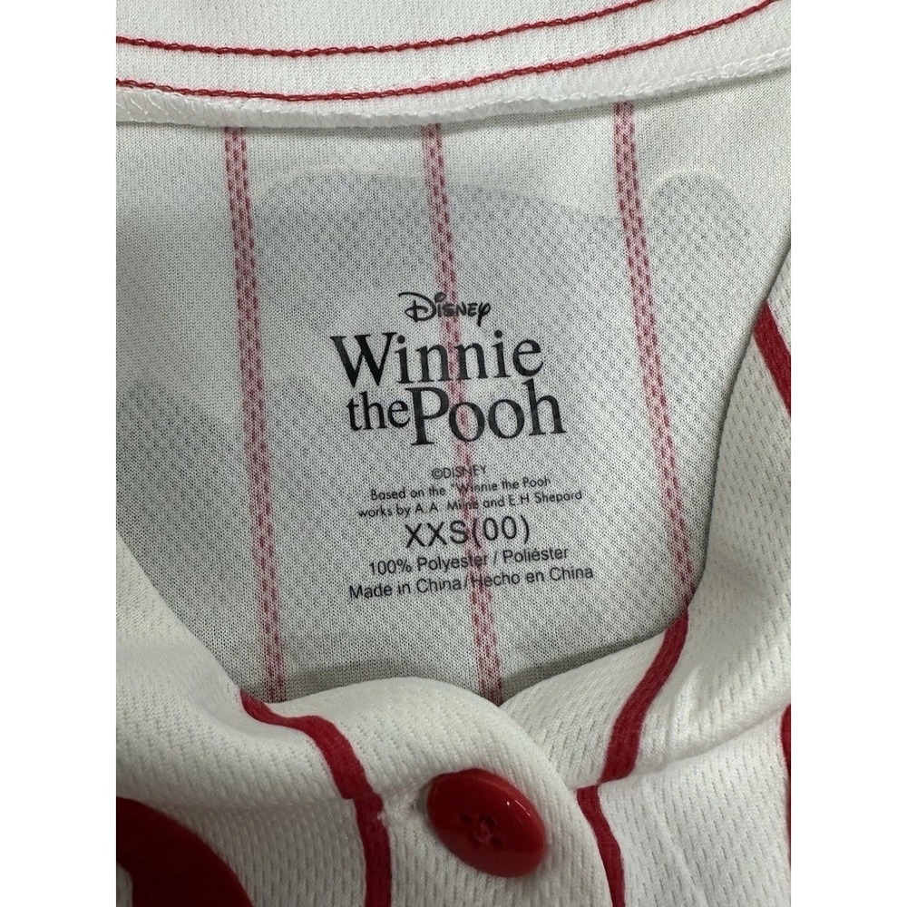 Disney Winnie The Pooh Baseball Jersey Red Pinstripe Women's Size XXS (00) - Picture 4 of 6